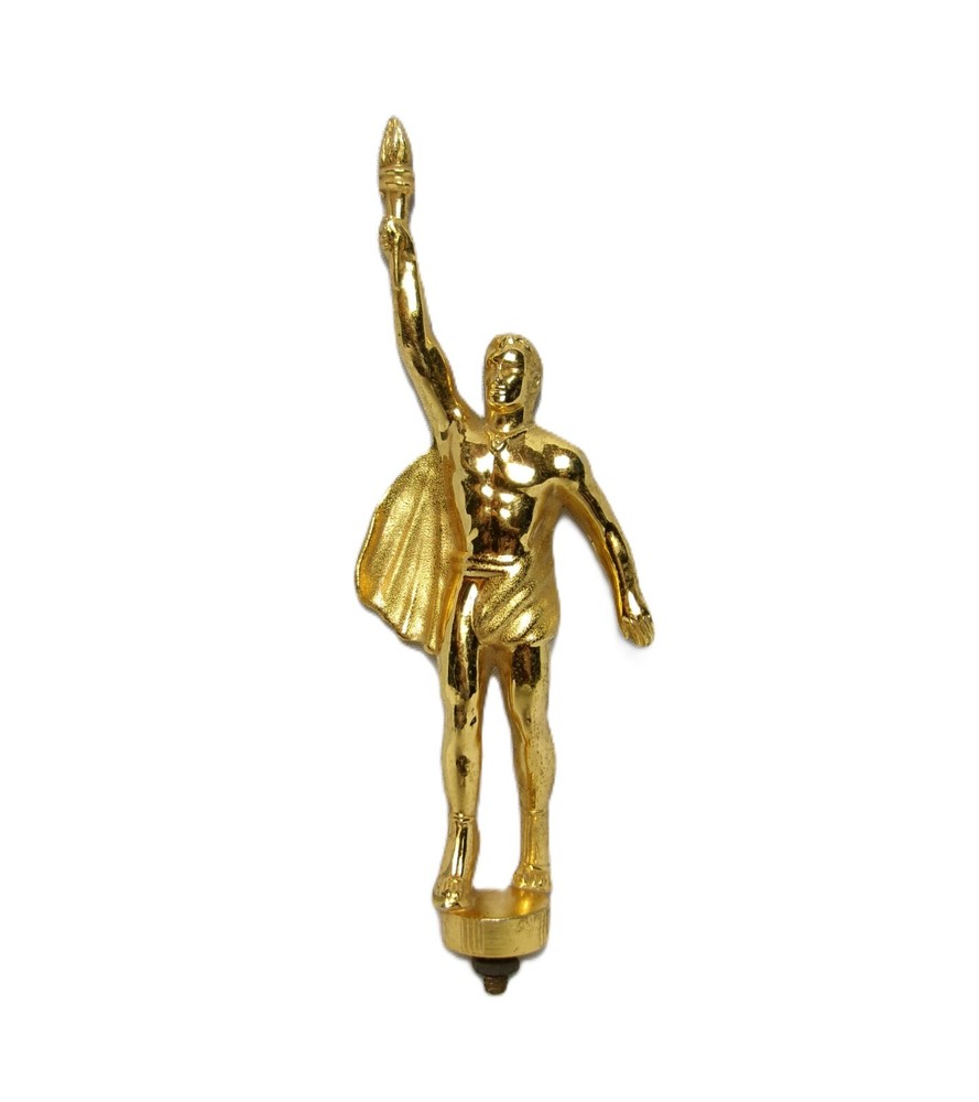 Lg. 8” Gold Cast Metal MCM Vintage Victory w/ Torch Trophy Figure Cake Topper