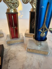 Lot Of 7 Vintage 70s Motocross Trophy’s Italian Marble/wood Base Brass Tone