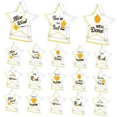 18 Pcs Employee Appreciation Awards Gifts Bulk Small Acrylic Gold Star