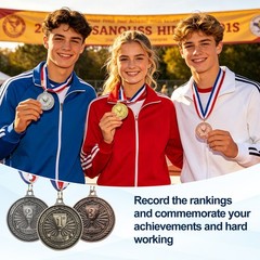 Award Medals, 9 Pcs Zinc Alloy Trophy Medals with Neck Ribbon, Classic Color