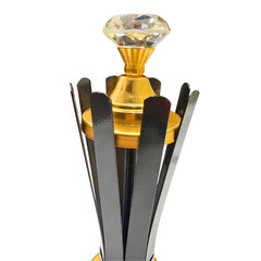 Victory Metal Trophy with Diamond Crystal Top, 14 inches, Black Base