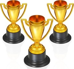 3 Pcs Mini Trophies, Gold Plastic Tiny Small Trophy Cups Winner Awards for Ki…