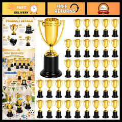 Mini Gold Award Trophy Cups – 4 Inch Plastic Trophies for Sports, Parties & Comp