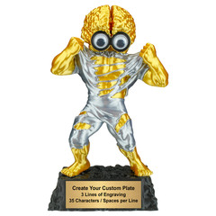 Custom Engraved Golden Brain Monster Trophy | 3D Monster for Fun & Recognition