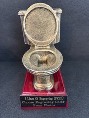 6″ tall Toilet Bowl Resin With 2” Holder Trophy (Please see all pictures!)