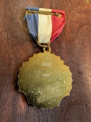 Vtg Wrestling Award Medal Ribbon DVAL 1980s Wrestling Pendant Red White & Blue