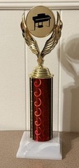 Grand Piano Music Trophy 11″ Red Foil Column Recital Award Prop Geiger Inc USA