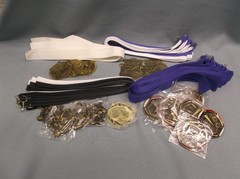 Mixed Lot Cheerleading Medals – 21 pcs – Gold – 2″ Black/Blue/White Neck Ribbons
