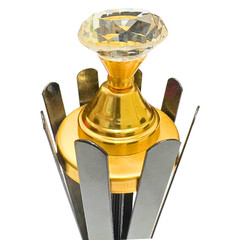 Victory Metal Trophy with Diamond Crystal Top, 14 inches, Black Base