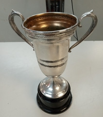 BECHARD USA Silver Trophy ~ 9” Tall UnEngraved Vintage Cup Awards Retro Trophies
