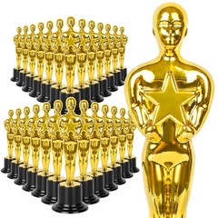 Dodiluyi Plastic Gold Star Award Trophies 48 Pack 6 Inch Tall Golden Statue