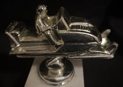 Vintage Silver Snowmobile Trophy Toppers Metal 4 By 3 1/4 By 1 1/2 Inches