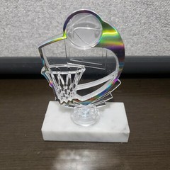 Basketball Glass looking – plastic Trophy Hasty Awards Marble base 6″H