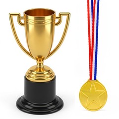 Alrhso 2 Pcs Mini Trophies Small Gold for Competitions Plastic gold