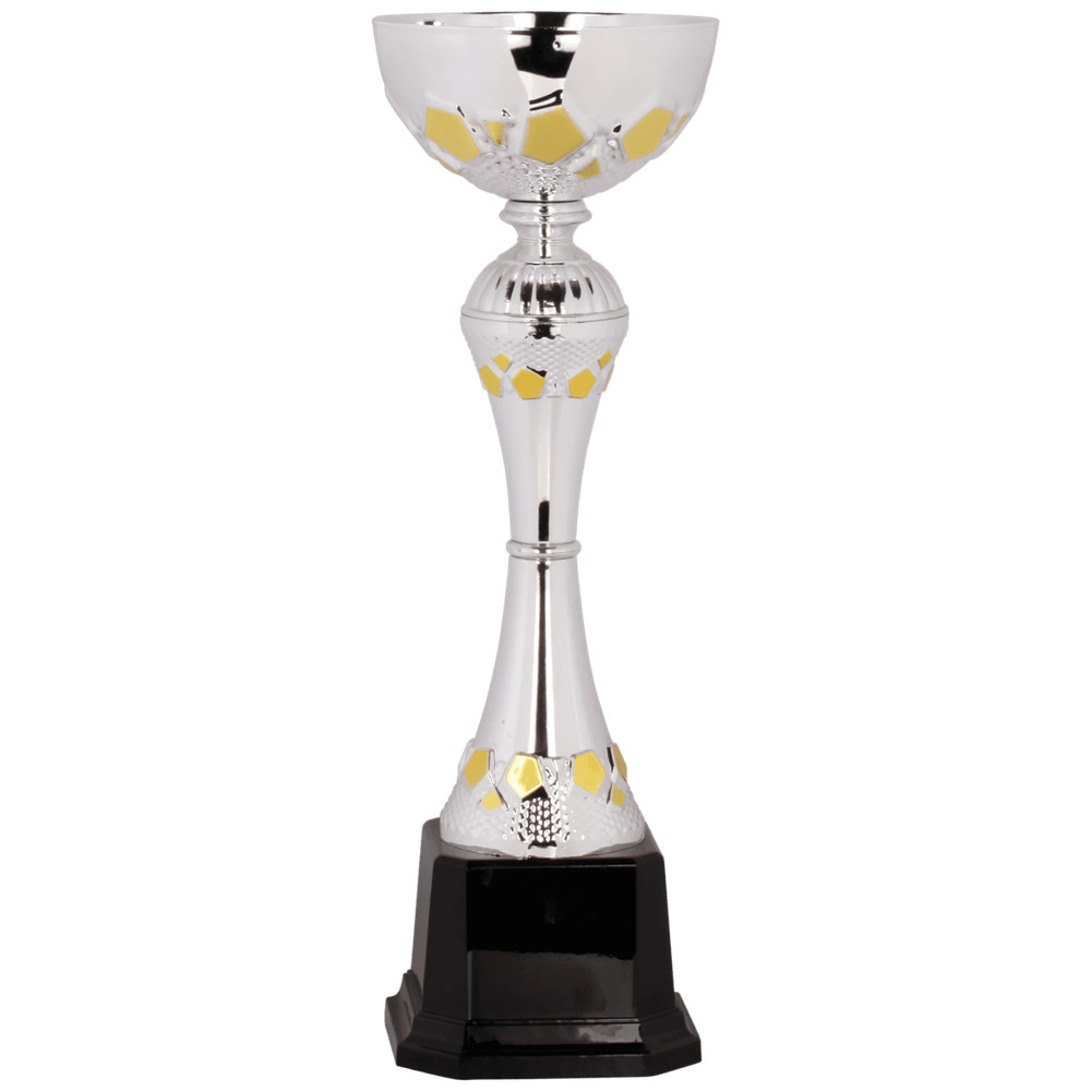 Silver & Gold Completed Metal Cup Trophy With a accents up to 15″ Plastic Base