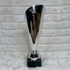 Blue Accent Star Rise Silver Trophy Cup W/Marble Base – 12.75”H