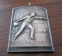 Vintage Art Deco Sterling Silver Bowling Medal Award Charm Pendant KOC AA 925