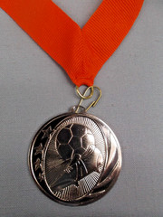 Lot of 13 Soccer Medals – 2″ Silver Star Style – Black Detail – Orange Drape