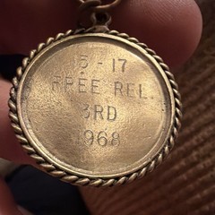 Vintage 1968 Swimming 3rd Place Gold Metal Medal w/ Multicolor Fabric Ribbon