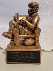 FANTASY FOOTBALL TROPHY AWARD FOOTBALL ARMCHAIR QUARTERBACK- FREE ENGRAVING!