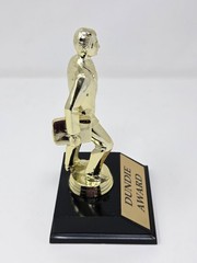 Dundie Award Gold Tone Trophy Figure On Black Base With Nameplate Plaque