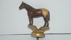 Vintage Cast Metal Brown & White Horse Equestrian Trophy Topper Figurine