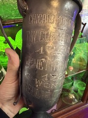 Antique 1923 Trophy Nautical Motor Boat 1st Place Cup Chicago Nelly Darling 10X7