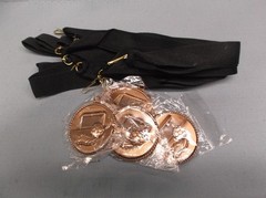 HR745 Soccer Medals – 2″ – Gold, Silver, Bronze – Black Neck Ribbons