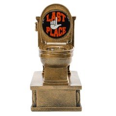 Last Place Gold Toilet Trophy, Action Pedestal – Custom Engraved Loser Award