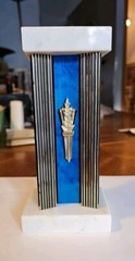 Gold & Blue Trophy Column & Marble Base 7½“