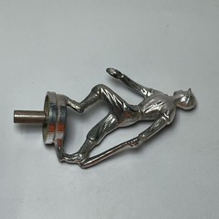 VTG Baseball Batter Trophy Solid Metal Topper Dodge Topper Silver Tone 4″ MCM