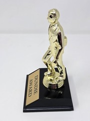 Dundie Award Gold Tone Trophy Figure On Black Base With Nameplate Plaque