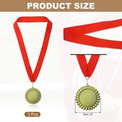 3Pcs Award Medals, 1st Place Winner Medals with Red Ribbon, Gold