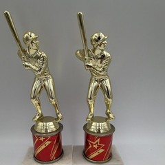 Baseball Trophy Lot of 4 Gold & Silver Topper Red & Black Column Marble Base