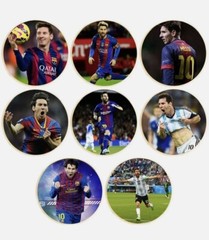 Lionel Messi Barcelona Football x8 Gold Plated Souvenir Coin Footballs Greatest