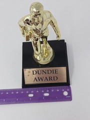 Dundie Award Gold Tone Trophy Figure On Black Base With Nameplate Plaque