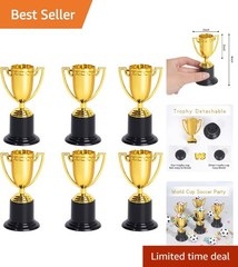 6 Pack Mini Award Trophies 4 Inch Plastic Gold Cups for Competitions