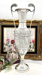 SWATKINS Silver Plated Engand Trophy Vase Chased Lion Handles Vintage St Anne’s*