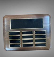 9 x 12″ Perpetual Plaque/Award with 12 Plates ea 7/8 x 2¾“, NEW, JDS #P2301
