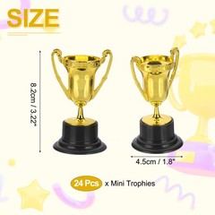 3.22 Inch Mini Trophies, 24 Pcs Plastic Gold Award Trophy Cups Trophies Award