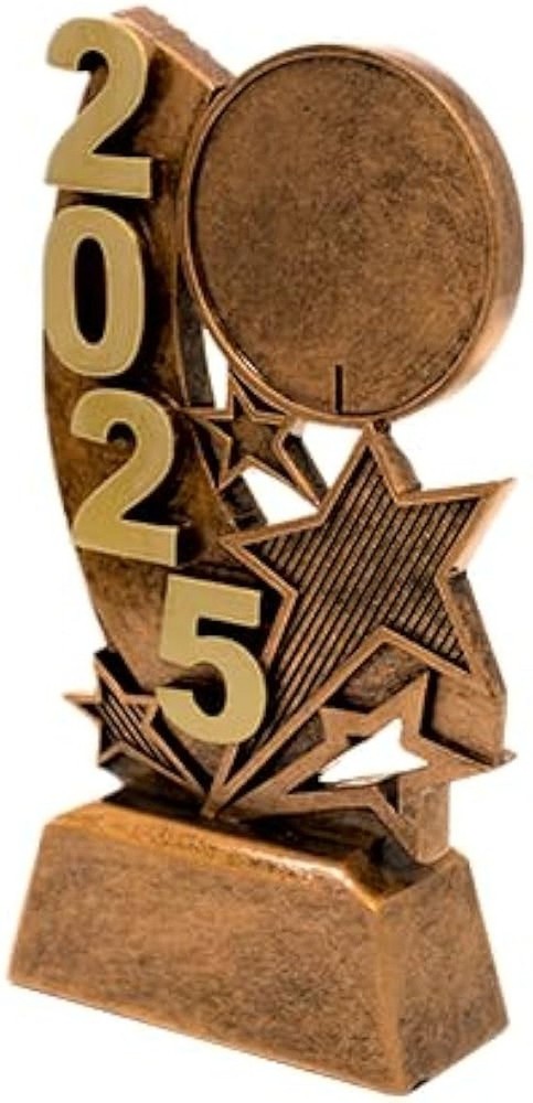LOT OF TWENTY-ONE (21) 2025 CROWN AWARDS PERSONALIZED TROPHY 6″ ANTIQUE GOLD