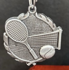 1 3/4” Silver Tennis Wreath Medal With Ribbon (See All Photos)