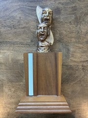 VINTAGE 9″ 1960’S Drama Comedy Tragedy Mask Trophy – WOOD & METAL