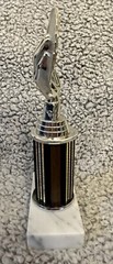 Vintage Poker Hand Trophy on White Carrara Marble Base From Italy