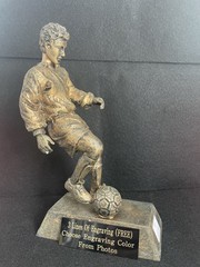 8 1/8” Gold Sport Soccer Male Resin On Gold Base Trophy. (See all photos!)