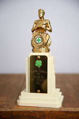 Vintage 1951 Tractor Contest Trophy 4H Award Fort Wayne IN porcelain badge RARE