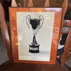 Rowing Trophy Plaque Silver Metal Cup Black Plastic Stand, Engravable Plate
