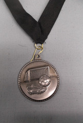 HR745 Soccer Medals – 2″ – Gold, Silver, Bronze – Black Neck Ribbons