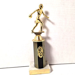 Womens Bowling Trophy 10″ Tall w/ Marble Base Vintage 1990 Ladies Champion