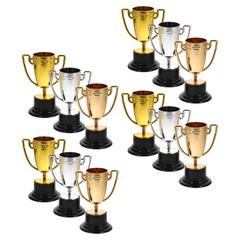 12Pcs Durable Plastic Mini Sport Trophy Set Gold Silver Bronze Game Day Awards